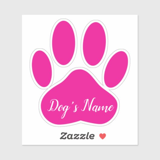Pink Dog Paw Print With Custom Name Personalized シール (シート)