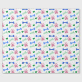 Pink Dog Paws Blue Bones Green Hearts Woof Pattern ラッピングペーパー (フラット)