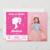 Pink Doll Besties Fashion Party Birthday  招待状 (正面)