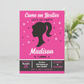 Pink Doll Besties Fashion Party Birthday  招待状 (スタンド正面)