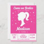 Pink Doll Besties Fashion Party Birthday  招待状 (正面)