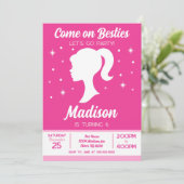 Pink Doll Besties Fashion Party Birthday  招待状 (スタンド正面)