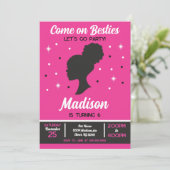 Pink Doll Besties Fashion Party Birthday  招待状 (スタンド正面)