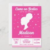 Pink Doll Besties Fashion Party Birthday 招待状 (正面)