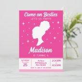 Pink Doll Besties Fashion Party Birthday 招待状 (スタンド正面)