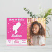 Pink Doll Besties Fashion Party Photo Birthday 招待状 (スタンド正面)