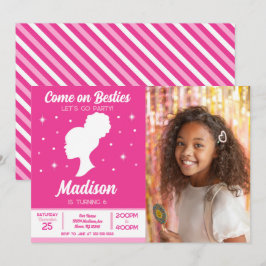 Pink Doll Besties Fashion Party Photo Birthday  招待状