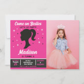 Pink Doll Besties Fashion Party Photo Birthday  招待状 (正面)