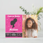 Pink Doll Besties Fashion Party Photo Birthday 招待状 (スタンド正面)