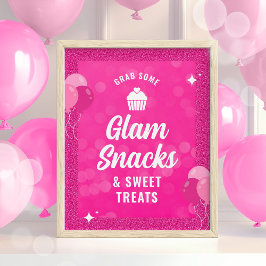 Pink Doll Birthday Party Poster, Glam Snacks ポスター