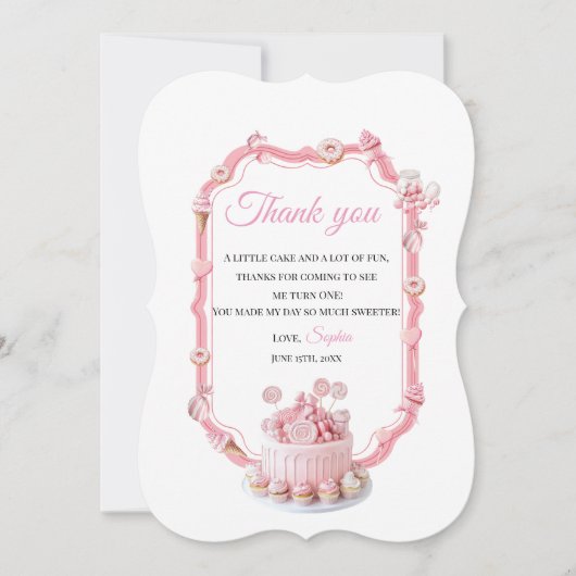 Pink Donut Candy Theme サンキューカード (正面)