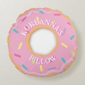Pink Donut Chef, Cook or Baker Christmas ラウンドクッション (正面)