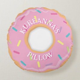 Pink Donut Chef, Cook or Baker Christmas ラウンドクッション