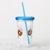 Pink Donut Sprinkles Fun Quote Cute Add Name  アクリルタンブラー (左)