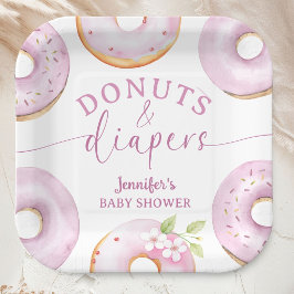 Pink Donuts Baby Shower Girl Brunch ペーパープレート
