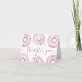 Pink Donuts Baby Shower Girl Folded Thank サンキューカード (正面)