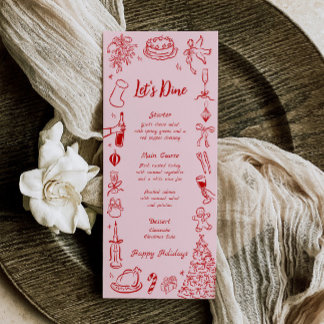 Pink Doodle Christmas Menu Quirky Fun Holiday Menu メニュー