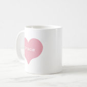 Pink Doodled Love Heart with Custom Name or Text コーヒーマグカップ (正面左)