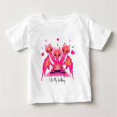 Pink Dragon 3d birthday ベビーTシャツ (正面)