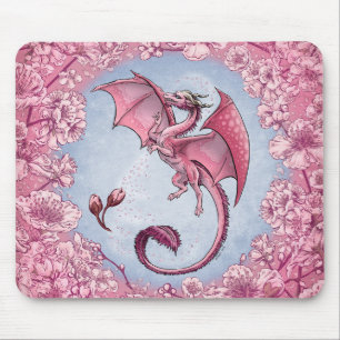 Pink Dragon of Spring Nature Fantasy Art マウスパッド