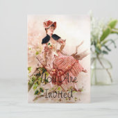 Pink Dress美しいヴィンテージの女性 招待状 (スタンド正面)