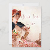 Pink Dress美しいヴィンテージの女性 招待状 (裏面)