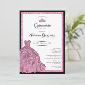 Pink Dress and Tiara Custom Photo Quinceanera 招待状 (スタンド正面)