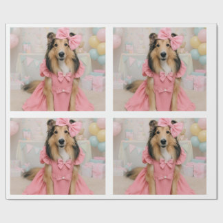 Pink dress sheltie ラッピングペーパー