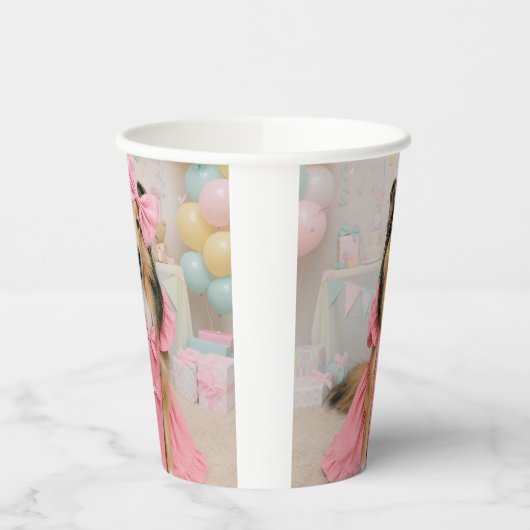 Pink dress sheltie 紙コップ (左)