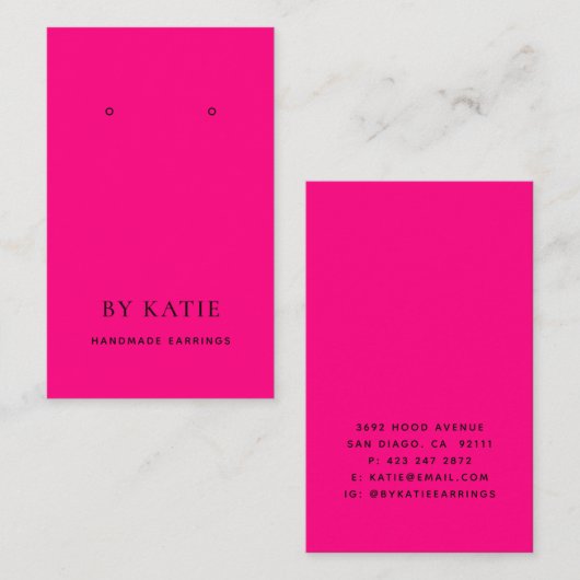 Pink Earring Display Cards Earring Packaging 名刺 (正面/裏面)