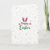 Pink Ears Polka Dot Easter Card カード (正面)