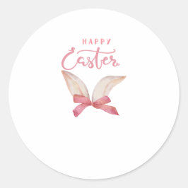 Pink Easter Bunny Ears ラウンドシール