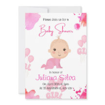 pink Editable Baby Girl Baby Shower Invitation