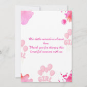pink Editable Baby Girl Baby Shower Invitation 招待状 (裏面)