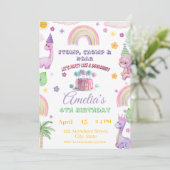 Pink Editable Dinosaur Birthday Invite Template  招待状 (スタンド正面)