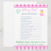 Pink Egg Little Chick Hatch Girl Baby Shower GAME シーズンカード (正面/裏面)