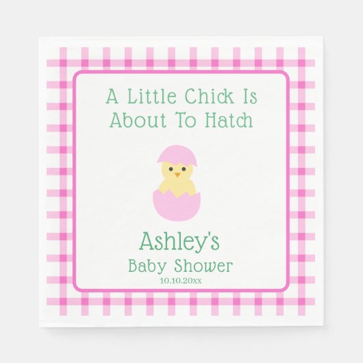 Pink Egg Little Chick To Hatch Girl Baby Shower  スタンダードランチョンナプキン (正面)