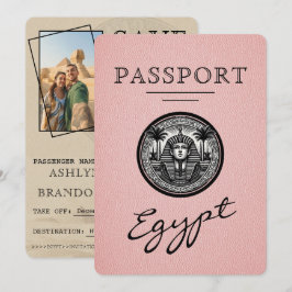 Pink Egypt Passport Wedding Save the Date セーブザデート