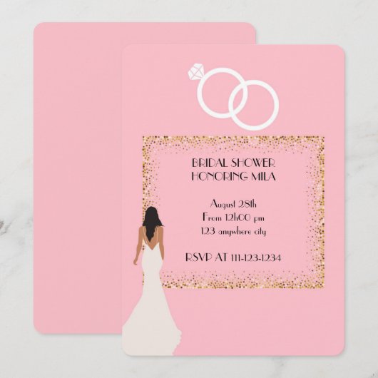 PINK ELEGANT BRIDAL SHOWER INVITATION 招待状 (正面/裏面)
