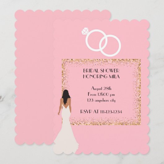 PINK ELEGANT BRIDAL SHOWER INVITATION 招待状 (正面/裏面)
