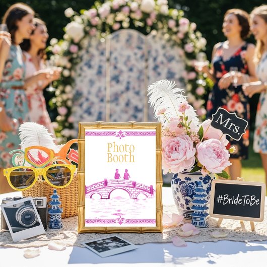 Pink Elegant Bridge Photo Booth Sign  招待状