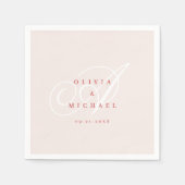 Pink elegant classic calligraphy vintage wedding スタンダードカクテルナプキン (正面)