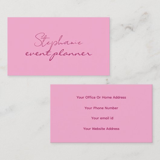 Pink Elegant Colorful Girly Professional Modern  名刺 (正面/裏面)