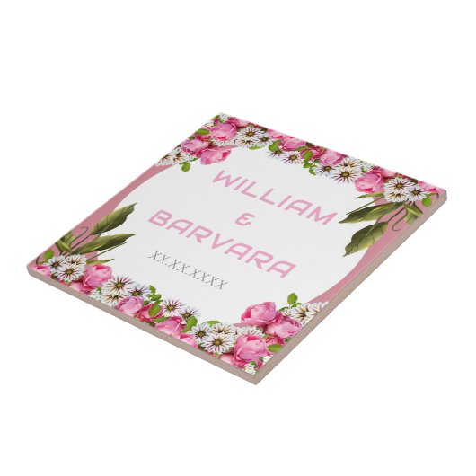 Pink Elegant Floral Ceramic Tile Design タイル (側面)