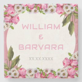 Pink Elegant Floral Drink Coaster Design ストーンコースター