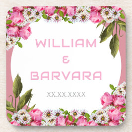 Pink Elegant Floral Hard Plastic Drink Coaster コースター