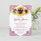 Pink Elegant Floral Lace Sunflower Bridal Shower 招待状 (スタンド正面)