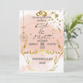 Pink Elegant Gold The Wedding Invitation 招待状 (スタンド正面)