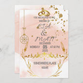 Pink Elegant Gold The Wedding Invitation 招待状 (正面/裏面)
