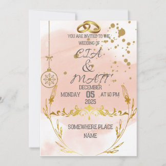 Pink Elegant Gold The Wedding Invitation 招待状